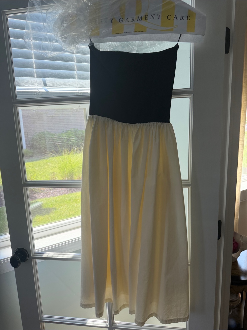 Strapless Two-Tone Midi Dress - Black & Cream